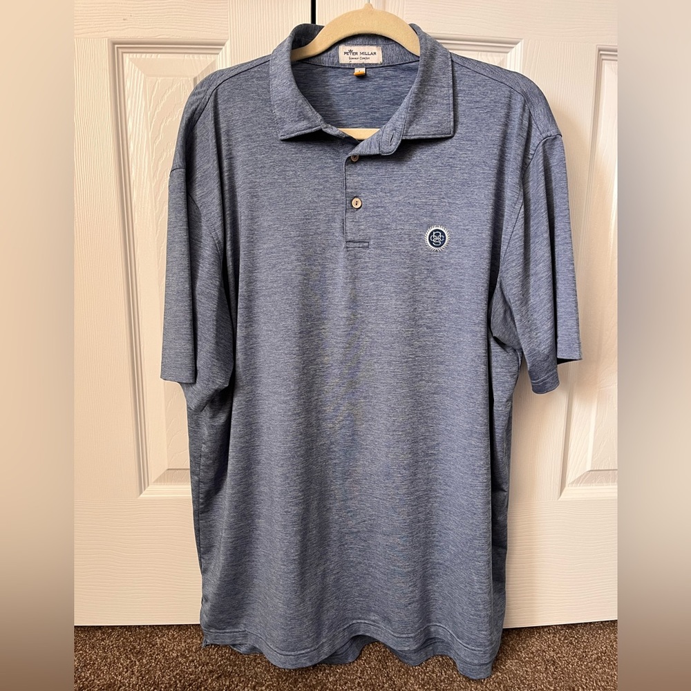 Peter Millar blue heather Summer Comfort polo - LARGE